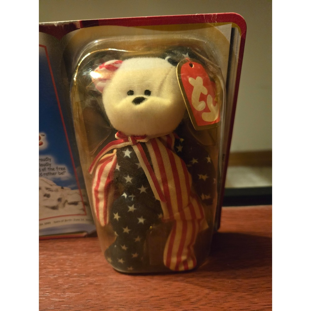 Ty McDonalds Teenie Beanie Babies Spangle the Bear 1999 International Bears II - Picture 3 of 4